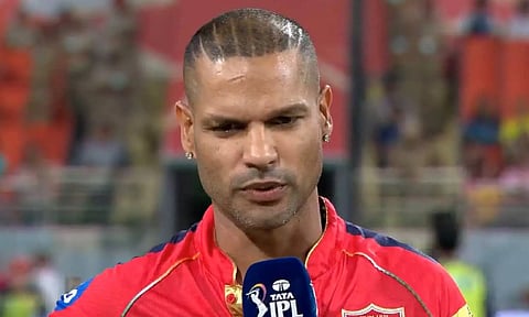 Shikar Dhawan during the toss (Screengrab)