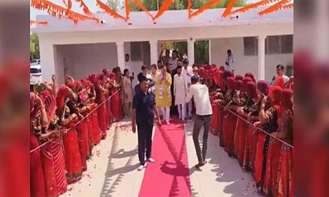 Rajasthan CM Bhanjanlal Sharma offered prayers at Jambheshwar Mandir in Barmer (ANI)