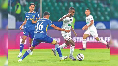 Action during Chennaiyin FC and NorthEast United FC match
