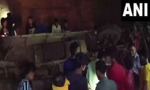 A bus overturns at mine in Durg, Chhattisgarh (ANI)