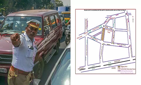 Traffic Diversion map for EVK Sampath Road