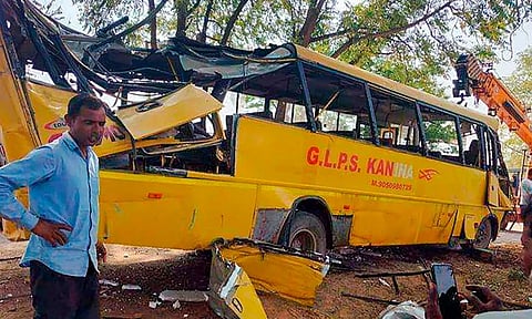 At least six school children were killed and around 20 sustained injuries in the accident, according to police. (PTI)