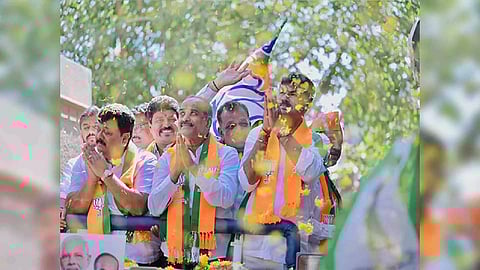 BJP leader PC Mohan hold roadshow (Photo/ANI)