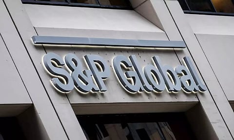 The S&amp;P Global logo is displayed on its offices in the financial district in New York City, U.S. (REUTERS)