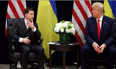 Ukrainian President Volodymyr Zelensky with former US President Donald Trump (Reuters)
