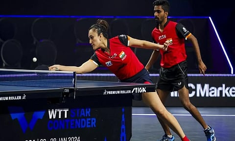 Manika Batra and Sathiyan Gnanasekaran in action (ANI)