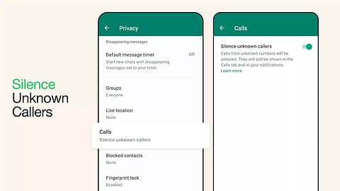 WhatsApp silence unknown caller feature
