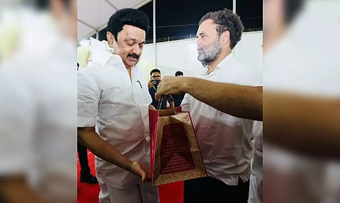 M K Stalin with Rahul Gandhi