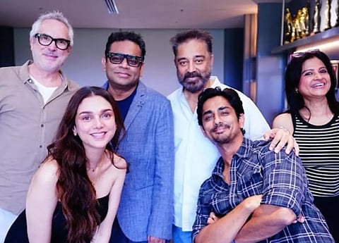Kamal Haasan, Alfonso Cuaron, Mani Ratnam, AR Rahman, Siddharth and Aditi Rao Hydari (Instagram)