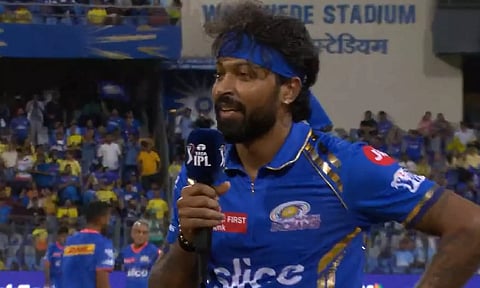 Hardik Pandya during the toss (Screengrab)