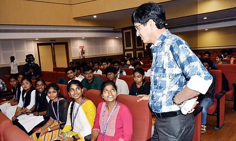 J Radhakrishnan during the voting awareness quiz held at the Ripon Building (X/@chennaicorp)