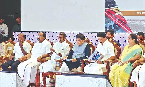 File picture of the launch of PM-Mitra textile park in Virudhunagar March last year