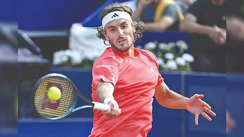 Tsitsipas in action at the Barcelona Open