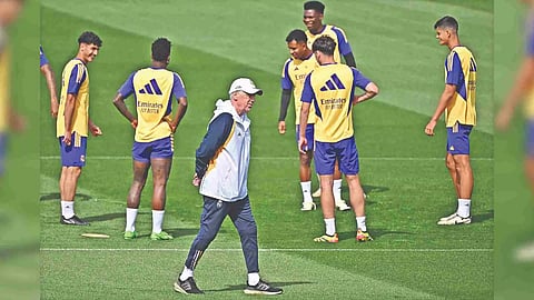 Carlo Ancelotti during a training session ahead of big match