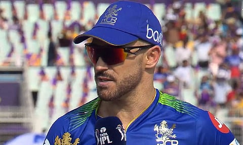 Faf du Plessis during the toss (Screengrab)