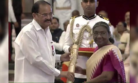 Venkaiah Naidu received the second-highest civilian award from President Droupadi Murmu (IANS)