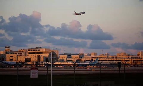 An American Airlines plane takes off from Miami International Airport after the Federal Aviation Administration (Reuters)