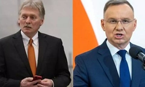 Polish President Andrzej Duda (R) Russian Presidential Spokesman Dmitry Peskov (L) (IANS)