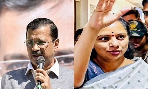 Delhi Chief Minister Arvind Kejriwal and BRS leader K Kavitha (ANI)