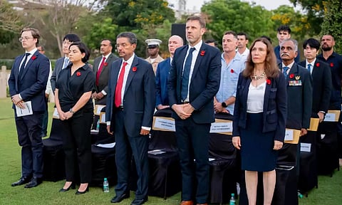 Hussey, Fleming take part in ANZAC Day service at Madras War Cemetery