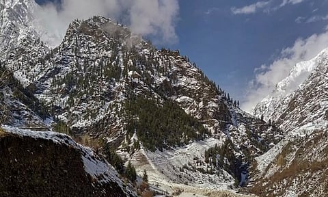 Visual from snow-covered Rashel village in Lahaul-Spiti (ANI)