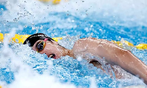 China's Pan Zhanle in action during the men's 4x100m freestyle relay (Reuters)