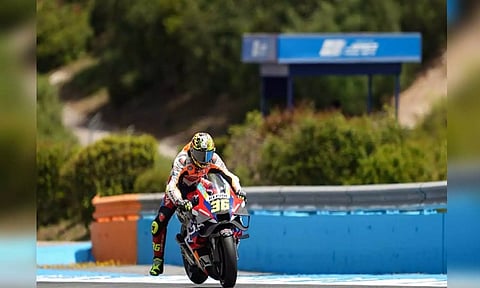Repsol Honda Team rider Joan Mir in action during Spanish GP (ANI)