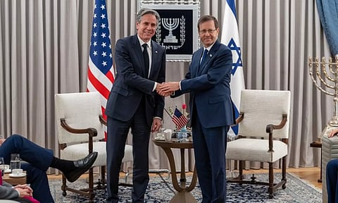 The US Secretary of State, Antony Blinken(L), Israel President Isaac Herzog(R)(X,@ SecBlinken)