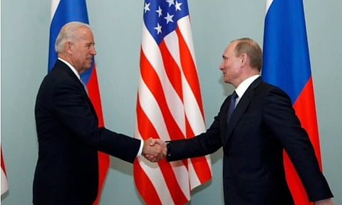 Presidents Joe Biden and Vladimir Putin