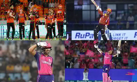 (L-R) Team SRH, Travis Head- SRH, Dhruv Jurel- RR, Yashaswi Jaiswal- RR (ANI)