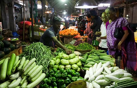 People at the Koyambedu market in Chennai. File Photo.