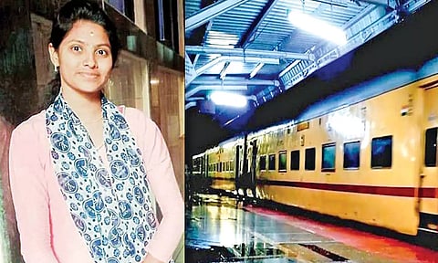 Kasturi lost her life falling out of the moving train near Tiruchy