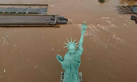 A drone view shows an area affected by the floods in Lajeado, Rio Grande do Sul state, Brazil (Reuters)