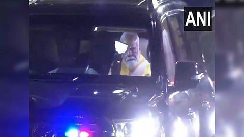 PM Modi arrives in Bhubaneswar on Sunday night (Photo/ANI)