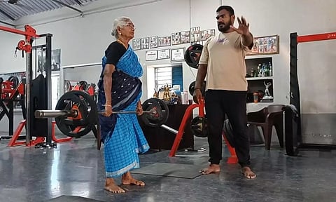 Kittammal participating in the power lifting competition&nbsp;