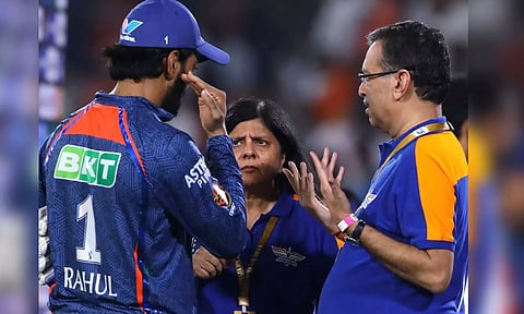 LSG owner Sanjiv Goenka with KL Rahul (IANS)&nbsp;