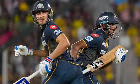 Shubman Gill and Sai Sudharsan during the match (PTI)