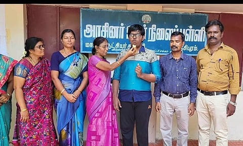 Visually impaired student Madan, the top scorer of Government high school in class 10 board exam