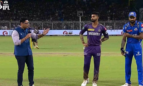 MI vs KKR during the toss (Screengrab)