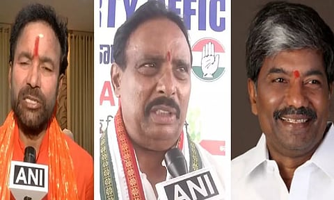 BJP’s Kishan Reddy, Congress’ Danam Nagender and BRS’ T Goud (ANI)