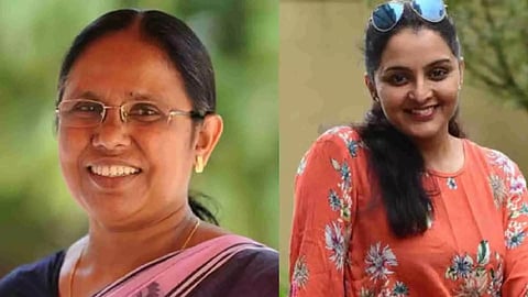 Senior CPI (M) leader K K Shailaja and Malayalam film actress Maju Warrier