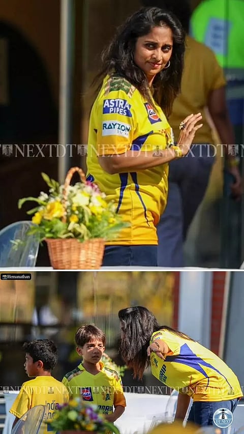 Shalini Ajithkumar supporting Chennai Super Kings in Chepauk stadium, Chennai