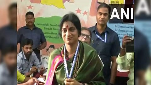 BJP candidate from Hyderabad, Madhavi Latha (Photo/ANI)