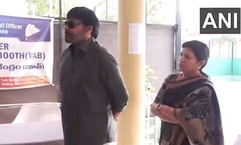 Chiranjeevi with his wife Surekha Konidela (Image: ANI)