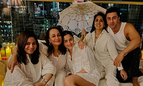 Alia Bhatt and Ranbir Kapoor with family (ANI)