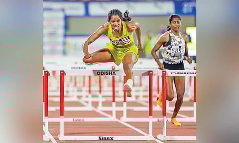Nithya Ramraj during 400m hurdles