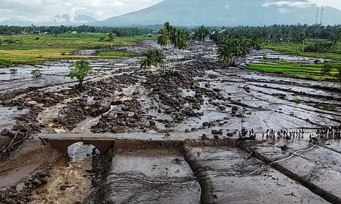 A drone view shows an area affected by heavy rain brought flash floods and landslides in Tanah Datar, West Sumatra province, Indonesia [REUTERS]&nbsp;