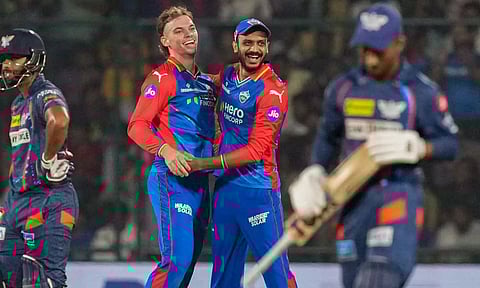 Tristan Stubbs and Axar Patel during the match (PTI)