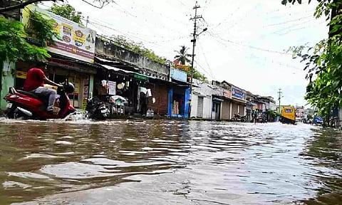 A heavily flooded Road in Thoothukudi on Tuesday