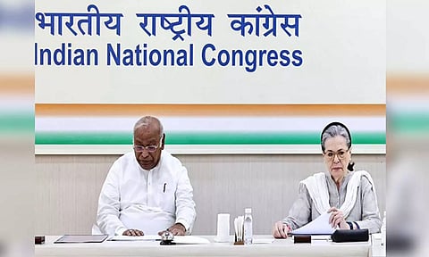 Congress president Mallikarjun Kharge and former party chief Sonia Gandhi (ANI)